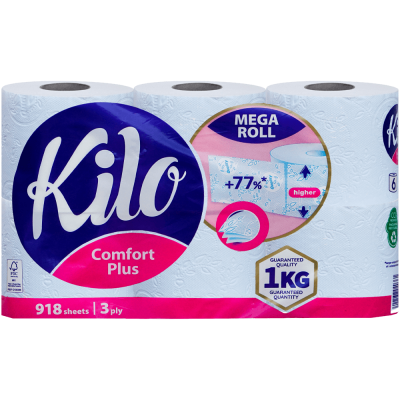 Hartie igienica 3 straturi 153 foi Kilo Confort Plus 6 role 